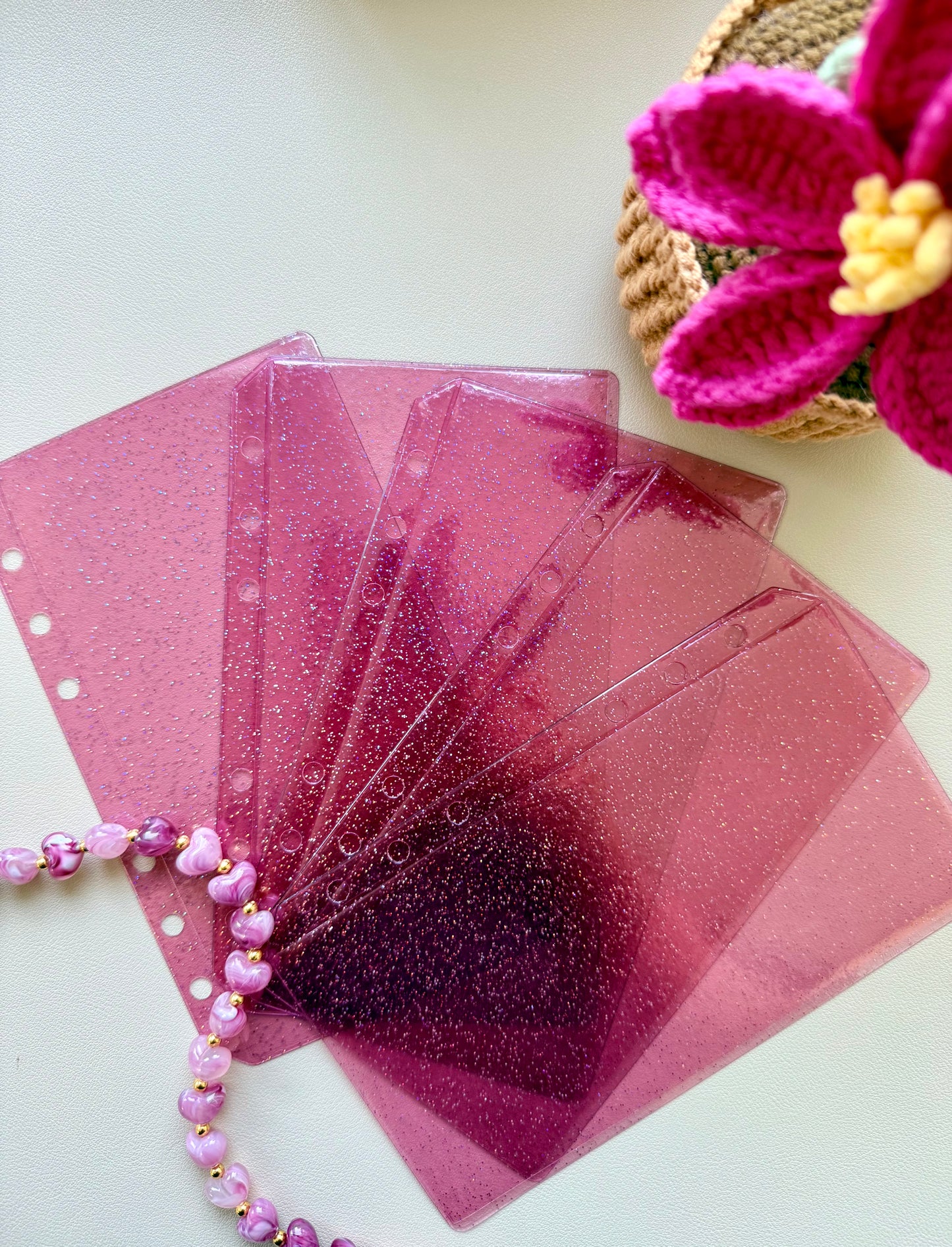 Zipless pink glitter wallets