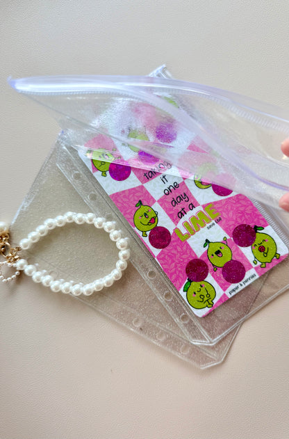 Double pocket grip seal glitter wallets
