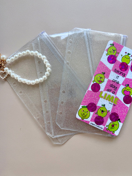 Double pocket grip seal glitter wallets