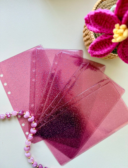 Zipless pink glitter wallets